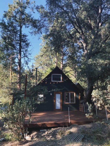 Little Pine furnished mountain cabin in warm afternoon light
